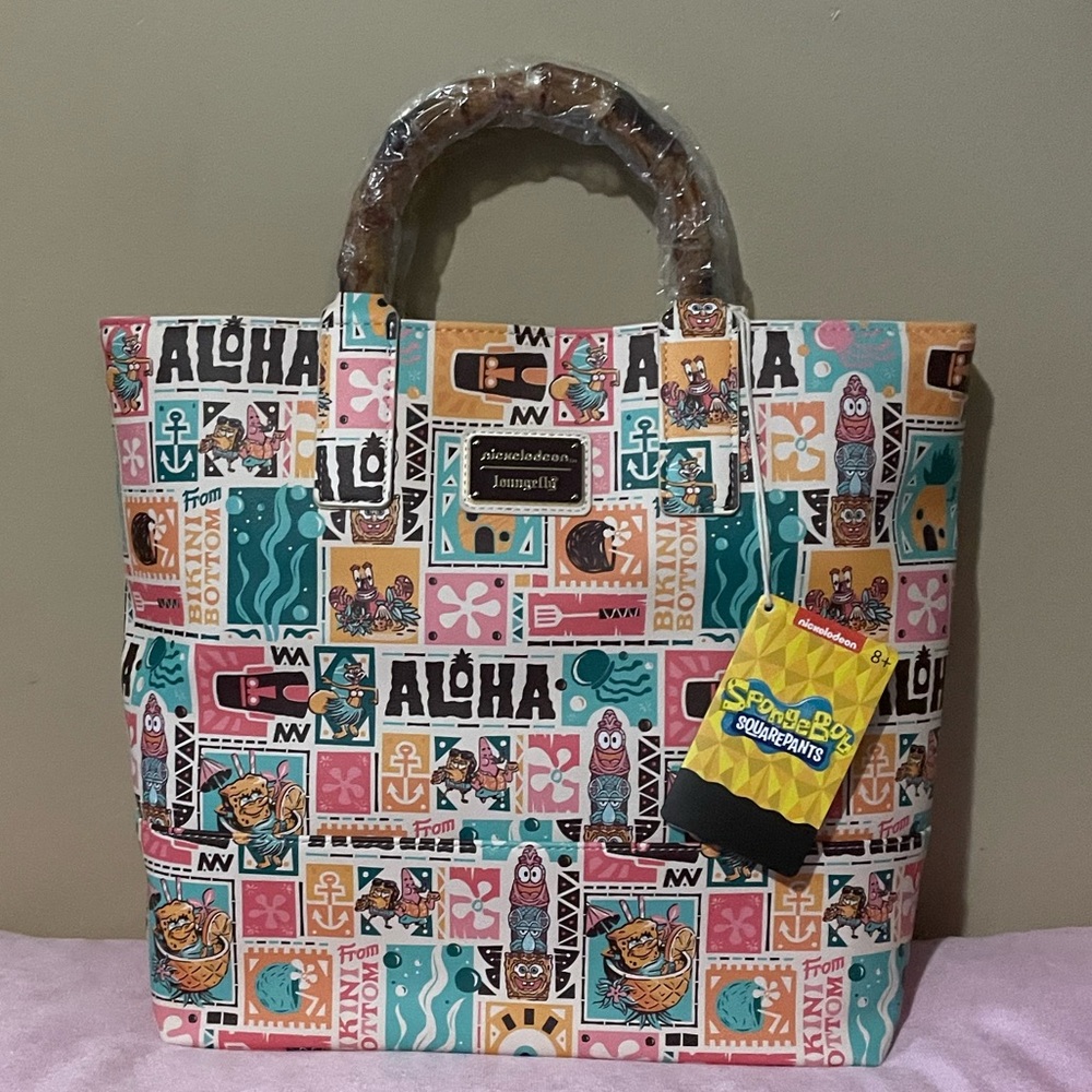 Sale! Loungefly SpongeBob SquarePants Tropical Tote Bag and pin set new